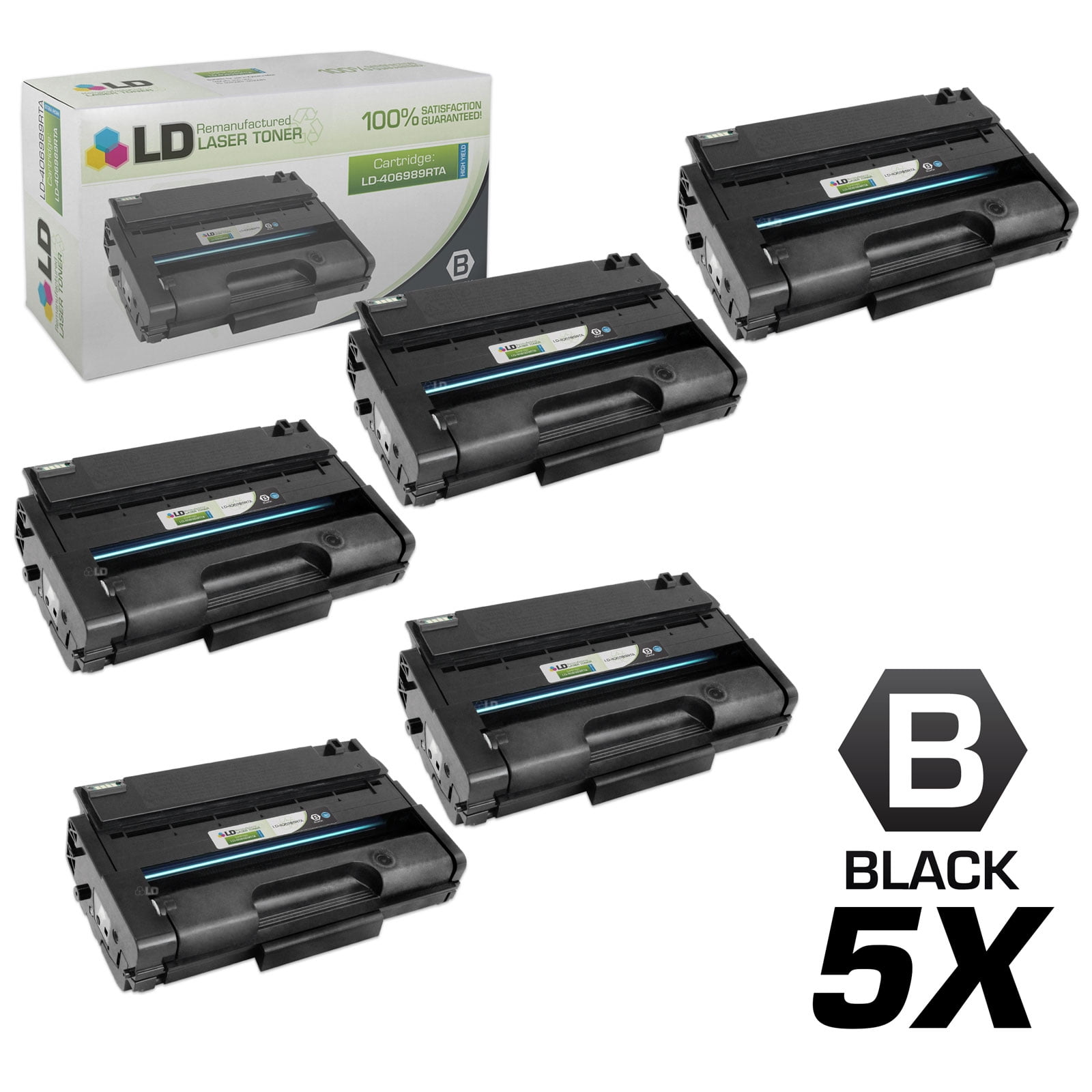 LD Remanufactured Replacements for Ricoh 406989 Set of 5 High Yield