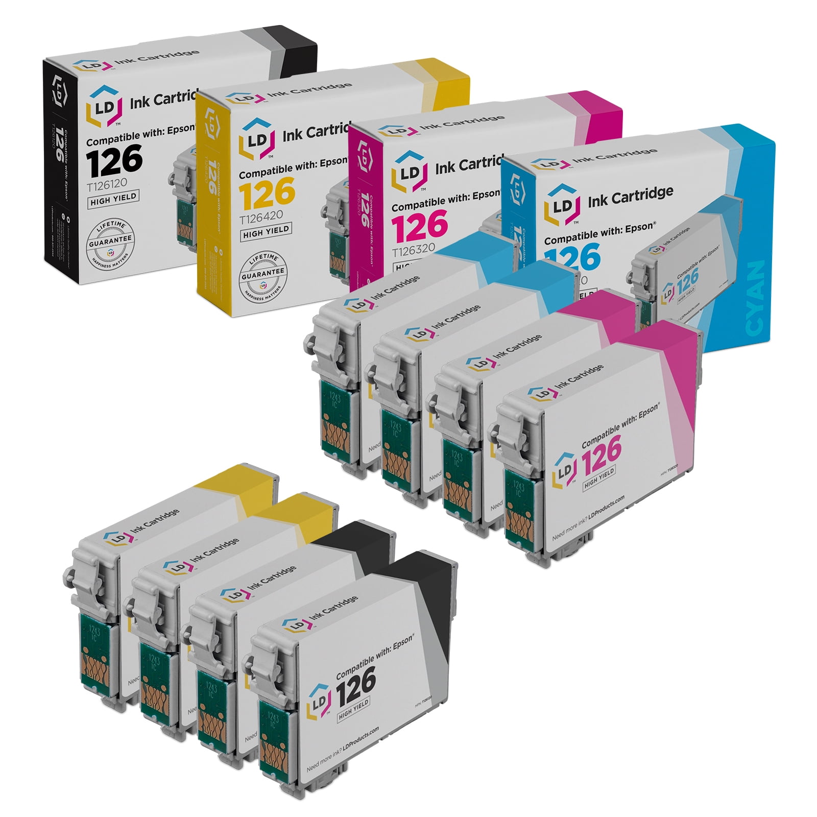 LD Replacement for Epson 126 Ink Cartridges High Yield 8pk Color ...