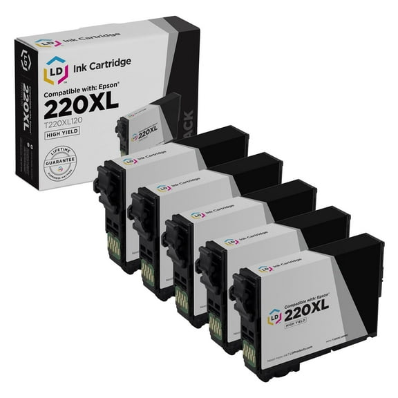 LD Products Compatible Replacement for Epson 220XL Ink 220 XL T220XL120 HY (Black, 5-Pack)