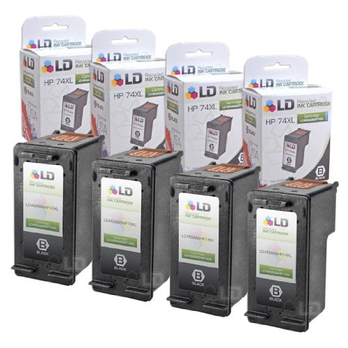 LD Products Compatible Replacement for HP 74XL 74 XL CB336WN Pack of 4 HY Black Ink Cartridges