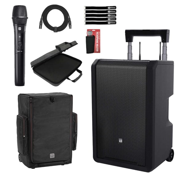 LD Systems ANNY 10 HHD B4.7 (USA Version) 10" Portable PA System w/1x Wireless Handheld Microphone with Cover & Case Package