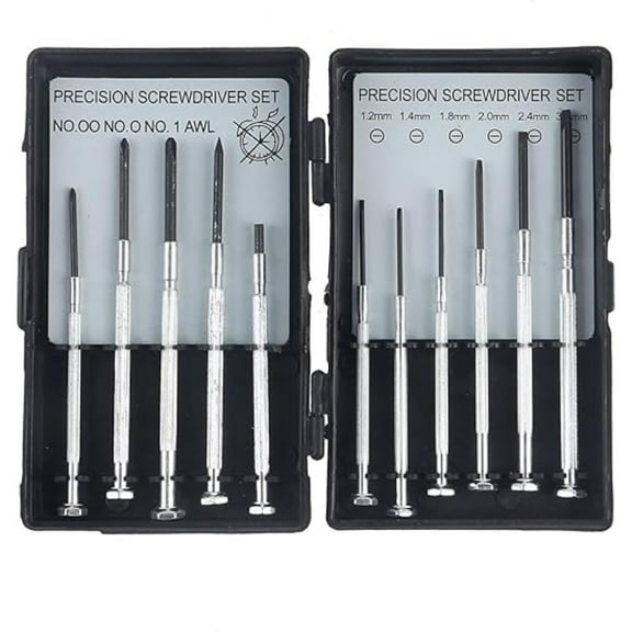 LD TOOLS 11-Piece Precision Carbon Steel Screwdriver Set - Phillips, Slotted, Awl & Magnetic Pick-Up Tool
