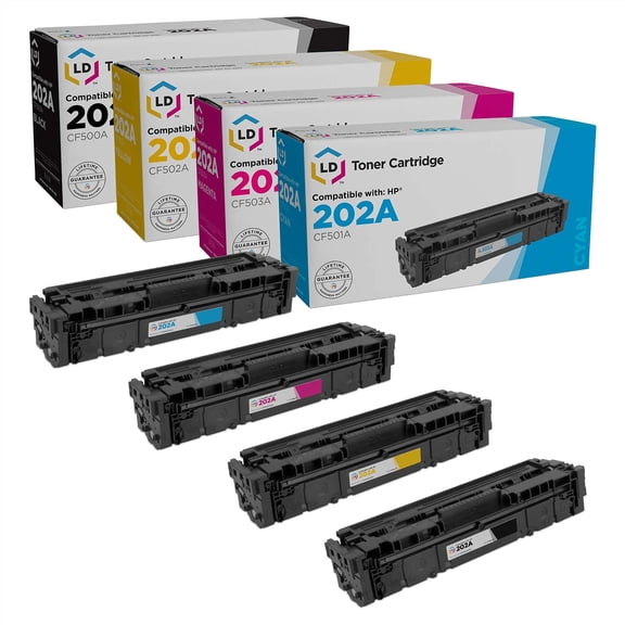 LD Toner Cartridge Compatible Replacement for HP 202A (Black, Cyan, Magenta, Yellow - 4-Set)