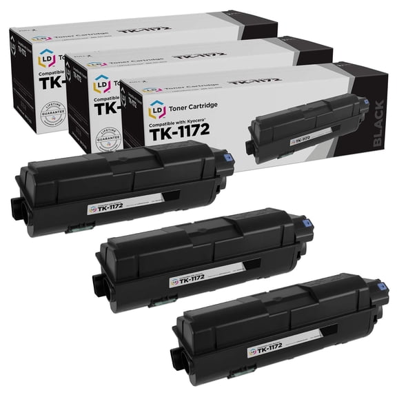 LD Products Toner Cartridge Compatible Replacement for Kyocera TK-1172 (Black, 3-Pack)
