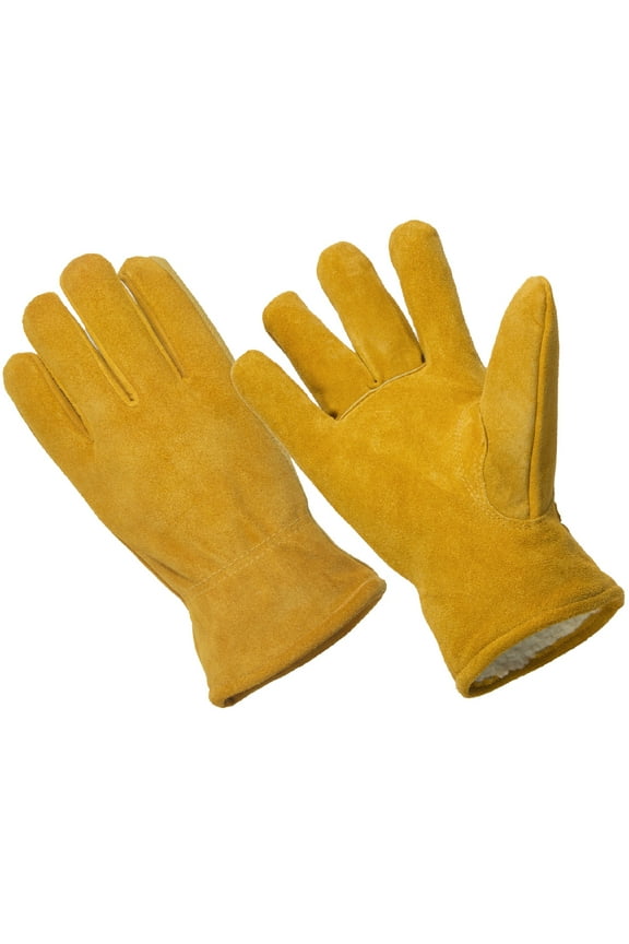LD4005-M, Men's Premium Cow Suede Sherpa Lined Leather Driver Gloves