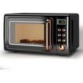 thumbnail image 1 of LDAILY 0.7Cu.ft Retro Small Microwave Oven, 700W Compact Countertop Microwave with 5 Power Levels, Auto Cooking Menus, Glass Turntable, Child Lock & Glass Turntable for Apartment, Dorm (Golden), 1 of 17