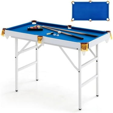 LDAILY 47"/48" Billiard Table Set, Portable Pool Ball Game with 2 Cue Sticks, 2 rubs & 16 Balls, Pocket Holders, Triangle Gauge, Brush, Mini Tabletop Pool Set for Kids Adult