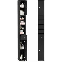 LDAILY 71”Tall Narrow Storage Cabinet, Skinny Bathroom Storage with 1 Drawer, 2 Doors, 5 Adjustable Shelves and Anti-Tipping Device, Wooden Slim Bathroom Cabinet for Office, Kitchen, Small Space