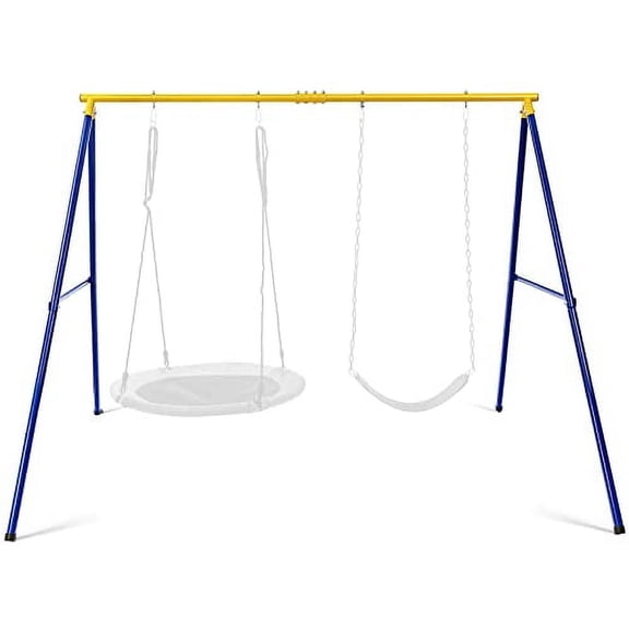 LDAILY A-Frame Swing Stand, 660 lbs Heavy Duty Steel Swing Frame w/Ground Stakes & Carabiners & Foot Caps, for - and Adults, Extra Large Swing Frame Stand, Suitable for Indoor O