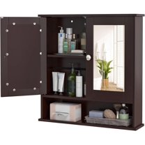 LDAILY Bathroom Wall Cabinet, Over The Toilet Storage Cabinet with Adjustable Shelf and Vanity Mirrored Doors, Medicine Cabinet Mirror, Bathroom Organizers and Storage for Kitchen, Office (Gray)