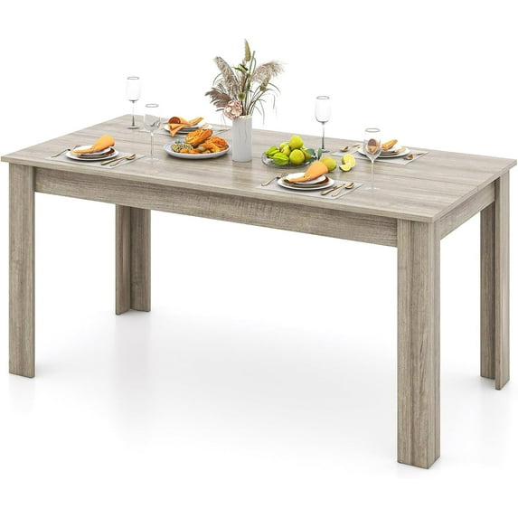 LDAILY Dining Table, Modern Dining Room Table for 4-6 People, 63" Rectangular Dinner Table w/Heavy Duty Legs, Spacious Desktop, Farmhouse Kitchen Table for Home Office, Living Room, Restaurant (Grey)
