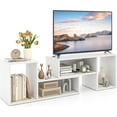 thumbnail image 1 of LDAILY L-Shaped TV Stand, TV Entertainment Center with 4 Storage Cubes & Rotating Shelves, Wood Bookcase for TVs up to 55 Inch, Sturdy Free-Combination Console Table for Living Room, Bedroom (White), 1 of 18