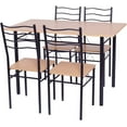 thumbnail image 1 of LDAILY Moccha 5-Piece Dining Table Set with 4 Chairs, Metal Frame & Wood Rectangular Table & Chair Sets, Kitchen Dining Room Table Furniture Set (Beech Wood), 1 of 7