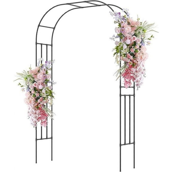 LDAILY Moccha Garden Arch Arbor Trellis, 95" Sturdy Metal Arbor with PE-Coated Steel Tubes, Spiral Rods Design, Outdoor Archway for Climbing Plants, Garden Arch for Wedding Decoration, Lawn, Party