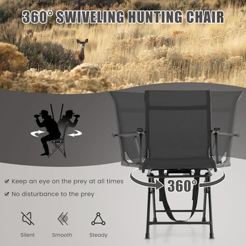PHI VILLA 360° Swivel Hunting Blind Chair - Folding, Adjustable Legs, Supports 330LBS