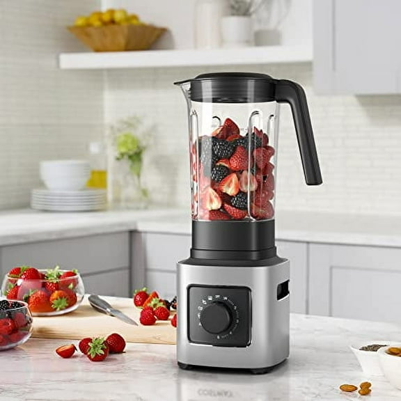 LDAILY Professional Blender, Heavy Duty Smoothie Maker w/ 1500W Motor, 68 oz Tritan Jar, 6 Stainless Steel Blades, 5-Level Speed Control & 5 Preset Modes, Blender for Milkshake &Juice, Silver + Black
