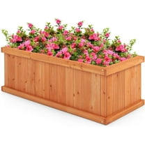 LDAILY Raised Garden Bed, Outdoor Rectangle Flower Beds with Detachable Bottom Panels & 2 Drainage Holes, Wood Planter Box for Flowers/Vegetables/Fruits in Backyard Patio (28" L x 9’’ W x 10’’ H)