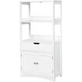 thumbnail image 1 of LDAILY Storage Cabinet, 24" L x 13" W x 48" H Floor Cabinet with 2 Shelves, 1 Drawer and a 2-Door Base Cupboard, Microwave Cart with Storage Cabinet for Kitchen, Bathroom, Home Office (White), 1 of 9