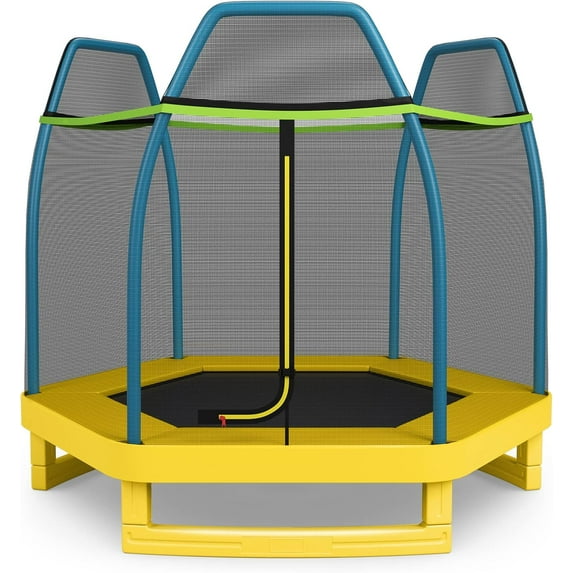 LDAILY Trampoline for Kids, 7FT Recreational Trampolines, Trampoline with Net Safety Enclosure, Outdoor & Indoor Mini Trampoline, Toddler Trampoline for Boys, Girls Age 3+