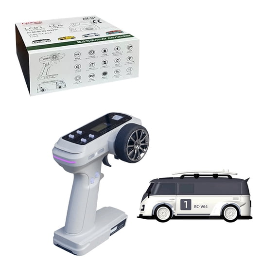 LDARC V64 1/64 Mini RC Van, RWD Full Proportional 2.4GHz Remote Control Drift Car, RTR Potable Desktop Racing Vehicle Model with LED Lights, Spring Suspension, Gray