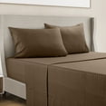 thumbnail image 1 of LDC Lux Decor Collection Bed Sheet Set Striped 4 Piece Ultra Soft Deep Pocket Microfiber Sheets Brown Queen, 1 of 10