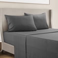 thumbnail image 1 of LDC Lux Decor Collection Bed Sheet Set Striped 4 Piece Ultra Soft Deep Pocket Microfiber Sheets Dark Grey Queen, 1 of 10