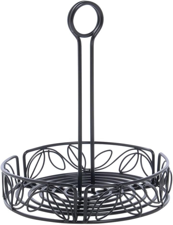 LDCC18 Wrought Iron Condiment Rack with Leaf Design, 7-3/4-Inch, Black ...
