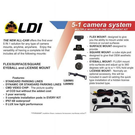 LDI  5-1 Camera System with Multi-Mounts in 1 Kit with Dynamic Park Lines