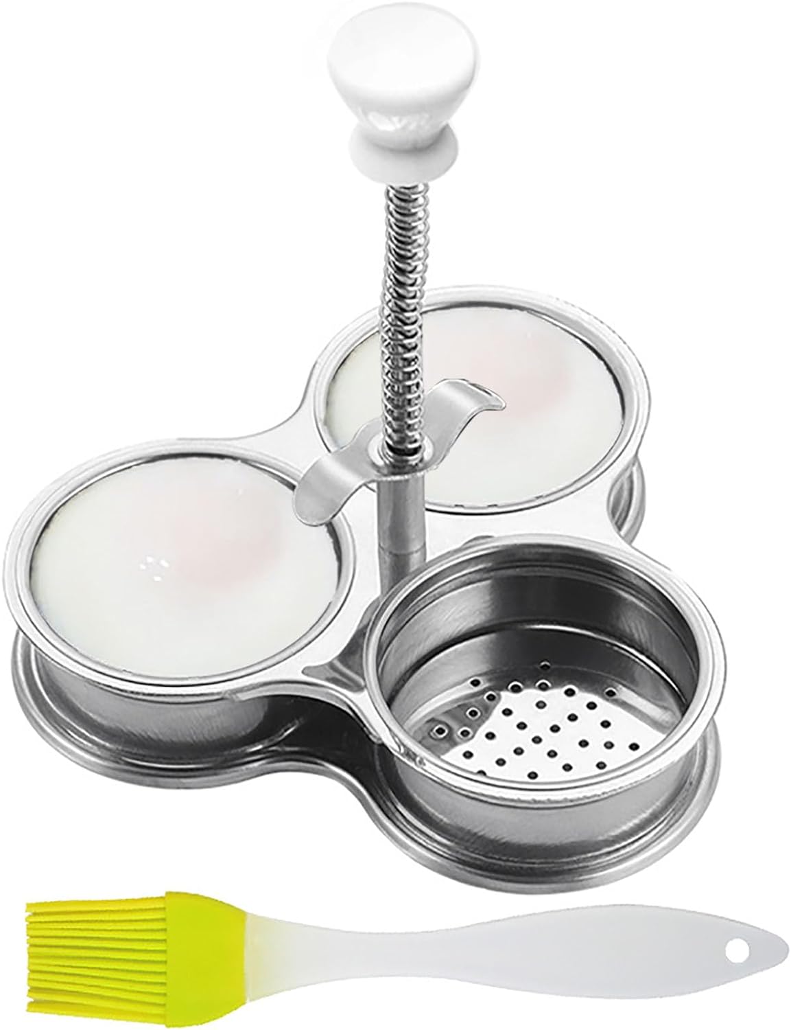 LDIHAO Stainless Steel Egg Poacher,3 Cups Poached Egg Cooker Nonstick Poached Egg Maker Egg