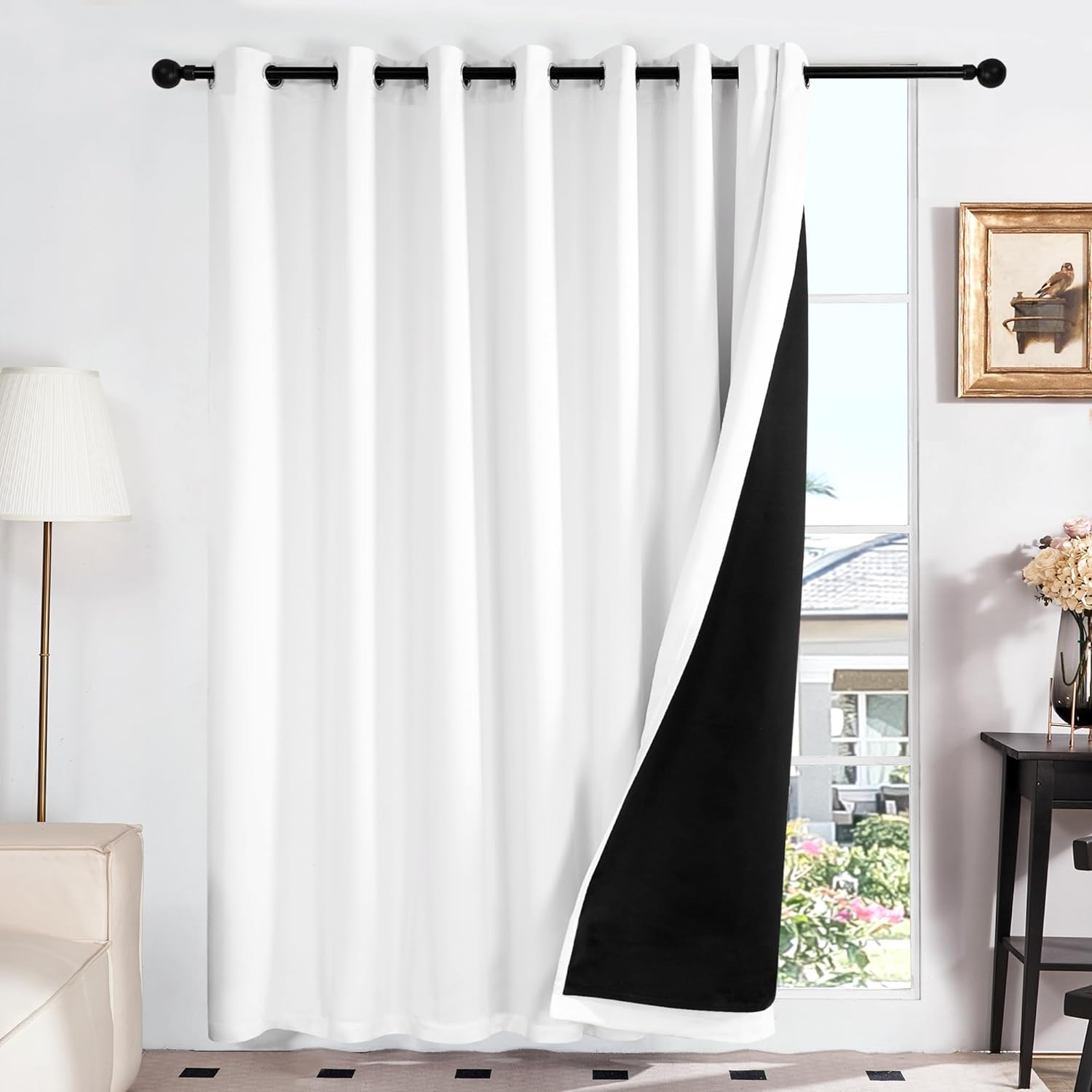 LDIHAO White Curtains for Bedroom - Blackout Curtains, Extra Wide ...