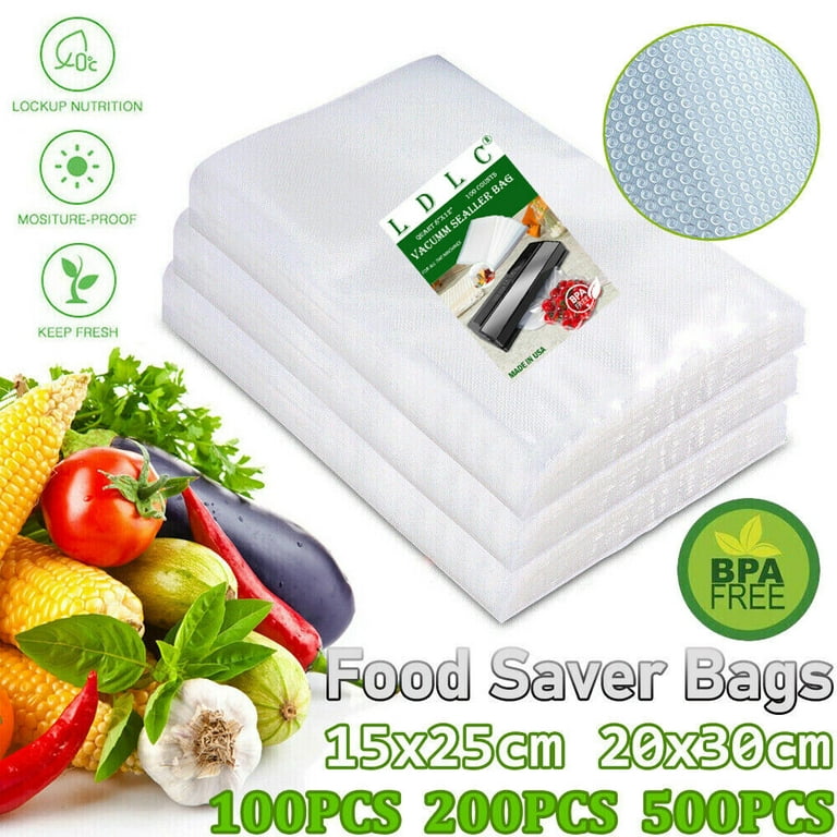 100 packs Vacuum Sealer Bags 6x10 8x12 11x16 Embossed Food Saver