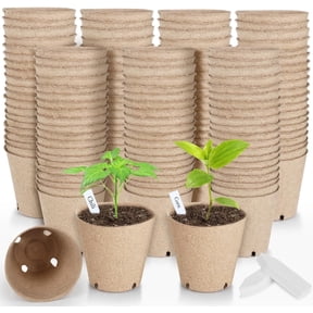 100 Pcs Peat Pots, 3.15 Inch Nursery Pot, Round Plant Seedling Pots with Drainage Holes, Biodegradable Garden Germination Container with 100 Plant Labels