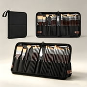 LDNIO 26-Piece Paint Brush Set with Palette Knife & Stand Case   Professional Nylon Brushes for Acrylic, Watercolor, Oil Painting