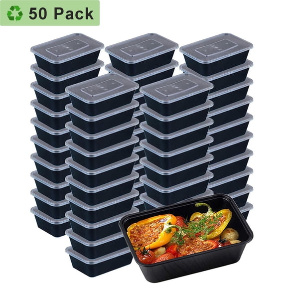 50 Pack Meal Prep Containers with Lids - 29 OZ Food Containers Disposable BPA-Free, Reusable Bento Box