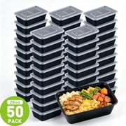 50 Pack Meal Prep Containers with Lids, Plastic Food Storage Containers Reusable BPA-Free, Microwave Safe Lunch Bento Box
