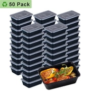 50Pcs Meal Prep Containers with Lids - Plastic Food Storage Containers, BPA-Free, Reusable Lunch Bento Box, Disposable Take Out Containers