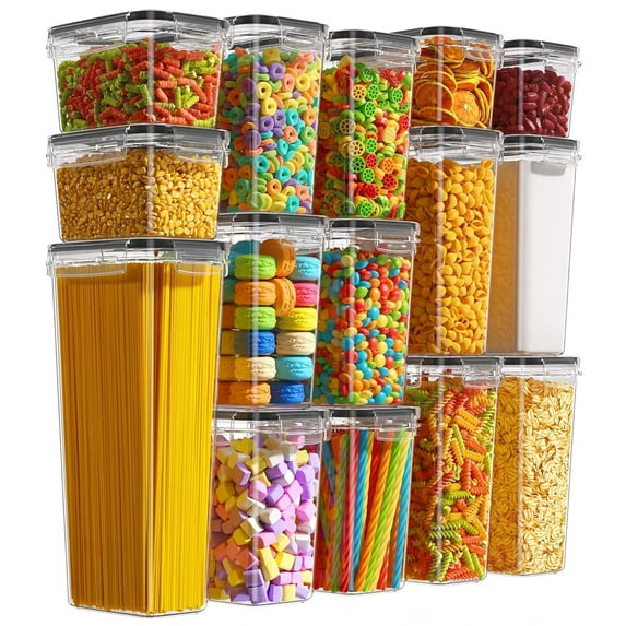Ldnio 15 pcs Large Airtight Food Storage Containers, Vtopmart Pantry Organizers with Lids, BPA-Free for Kitchen Organization, Cereal, Flour, Dry Food