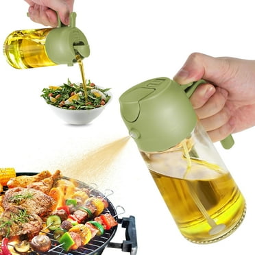 LDNIO Oil Sprayer for Cooking, 2 in 1 Olive Oil Dispenser Bottle for Kitchen, 16oz/470ml Premium Glass Oil Bottle, Food-grade Oil Mister for Air Fryer, Salad, Frying, BBQ (Green)