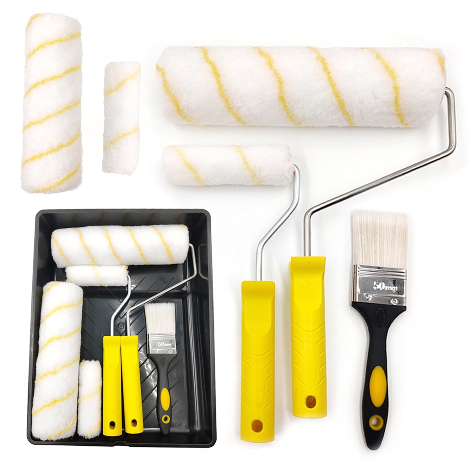 LDNIO Paint Roller Kit, Paint Tray, Paint Brushes for Walls - 8 Piece Set - Roller Paint Brush - Mini Paint Rollers 9 inch, Wall Painting Roller Naps for Professional or Home Owners