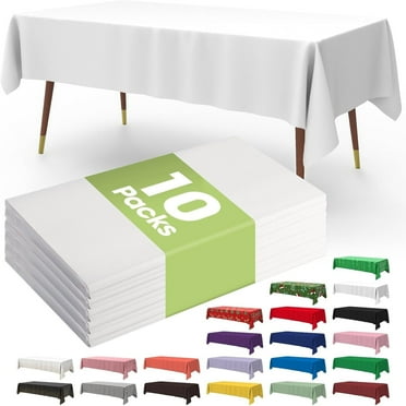 LDNIO White Tablecloth Plastic Table Covers, Heavy-Duty Disposable Tablecloth for Event, Wedding, Birthday, Durable & Waterproof Party Tablecloths – 54” x 108” Rectangular Cloths