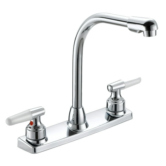 LDR 013 3900CP Chrome/White 2 Handle Kitchen Faucet With High-Rise Sprayer