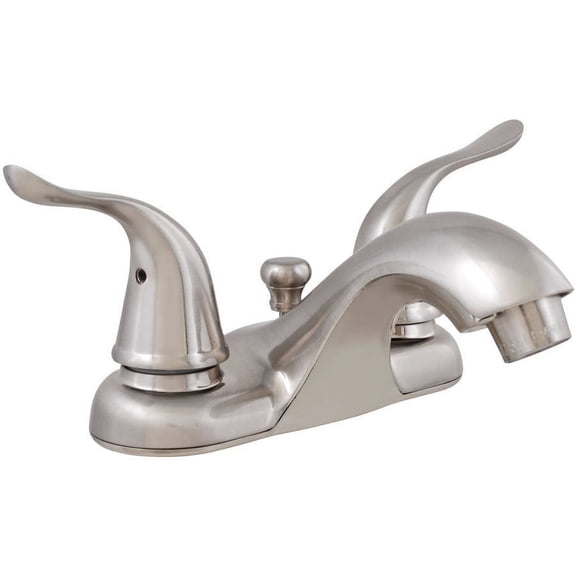 LDR Brushed Nickel Brass Two Wing Handle Bathroom Lavatory Faucet with Pop-Up