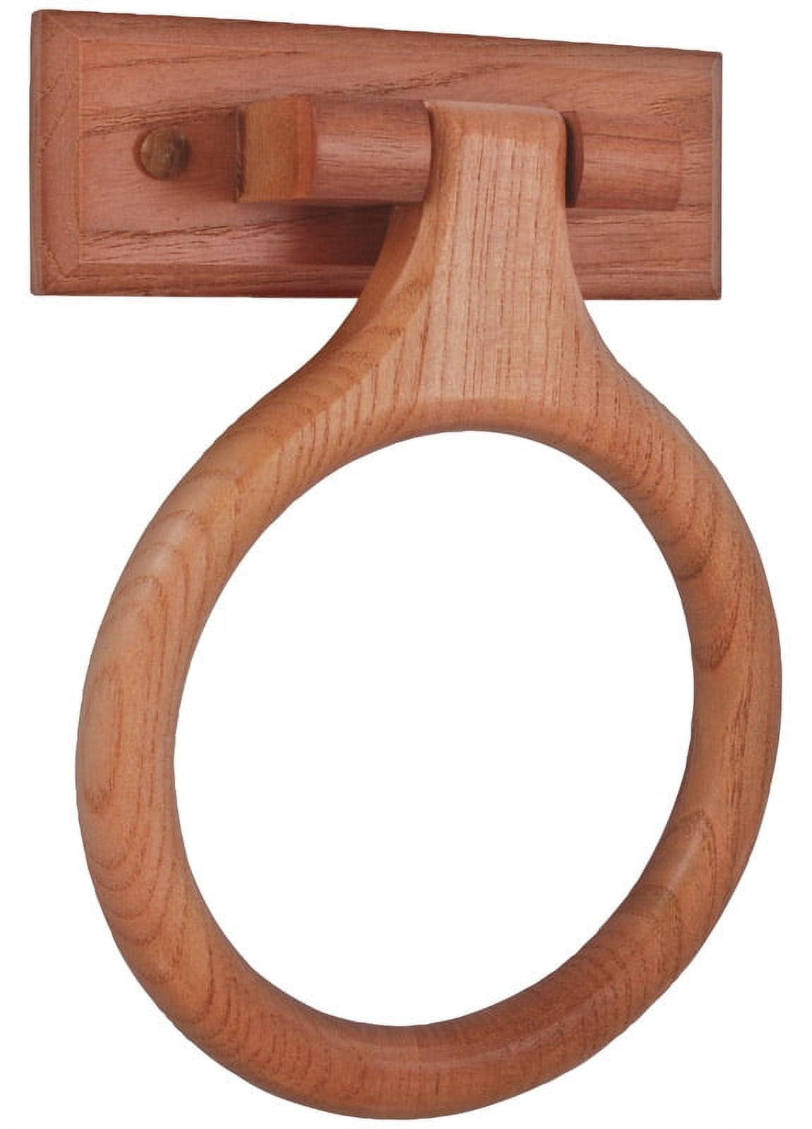 Rustic Oak Wood Bathroom Towel Ring
