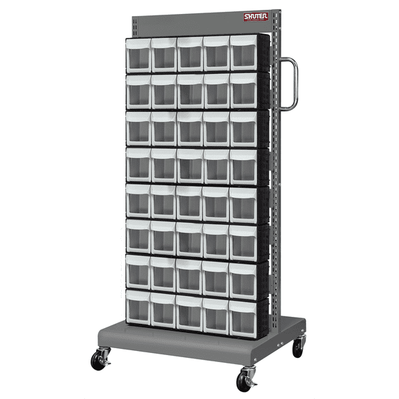 ShopSol Mobile Parts Cart - Flip Out Bin, 80 Bins