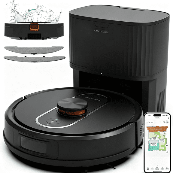 LDS Laser Robot Vacuum & Mop with Self Empty Station, 5000Pa Suction, App Control for Household Pet Hair