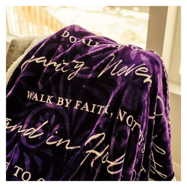 LDS Words of Faith Fleece Throw Blanket with Inspirational Phrases for