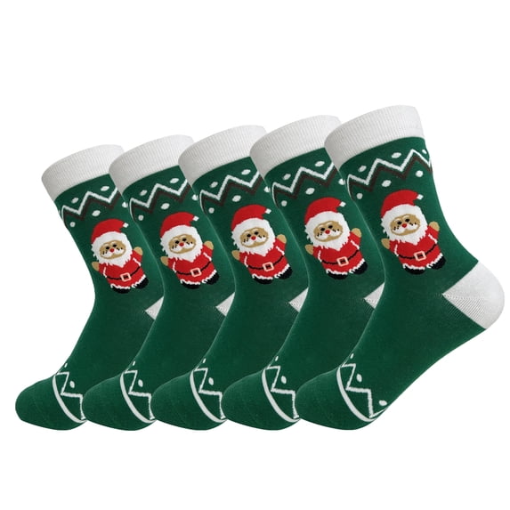 LDU Women's Christmas Holiday Crew Socks Novelty Santa Reindeer Knit Warm Socks, 6 Pairs
