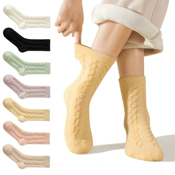 LDU Women's Double-Sided Thermal Socks,Crew Socks for Everyday Comfort and Warmth, 6-Pair