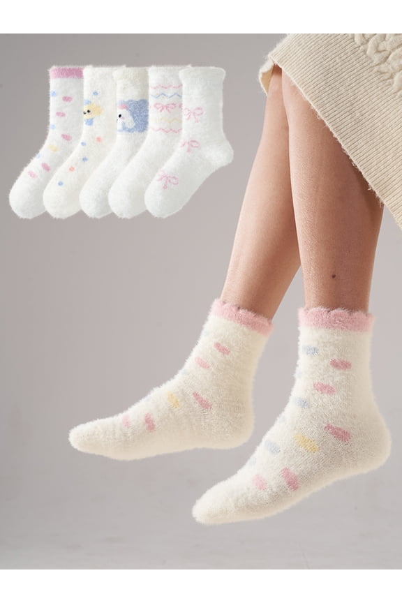 Women's Fuzzy Mink Fleece Warm Socks, Daily Casual Wear, 1 Pairs, Fits Shoe Size 4-9