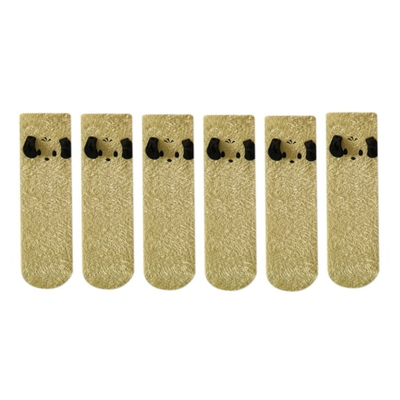 LDU Women's Mid-Calf Socks, Adorable 3D Puppy Ear Design with Plush Warmth Socks Comfortable for Work Casual Wear, 6Pairs